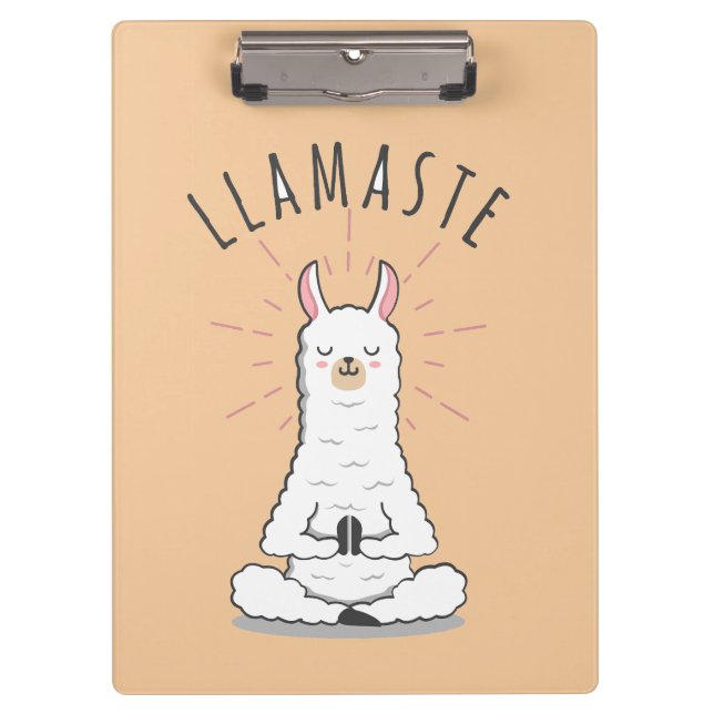 Yoga Llama - Llamaste Pun  Clipboard (Front)