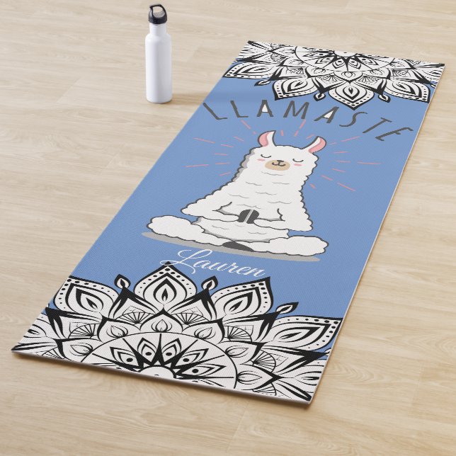 Yoga Llama - Llamaste Pun Mindfulness Mandala Name Yoga Mat (In Situ)