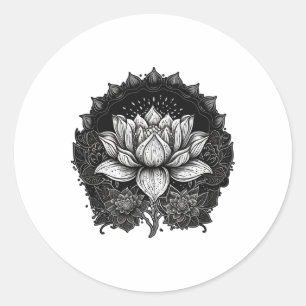 Yoga Lotus Flower On Mandala Lotus Flower Classic Round Sticker