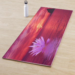 Yoga Lotus Flower Peaceful Sunset on Water Mat