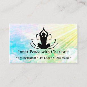Yoga Lotus Instructor Reiki Life Coach Watercolor Business Card