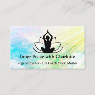 Yoga Lotus Instructor Reiki Life Coach Watercolor Business Card