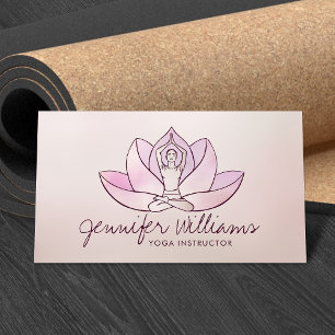Yoga Lotus Line art - Gentle Rose Business Card