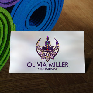 Yoga Lotus Moon - Amethyst Fluorite  Business Card