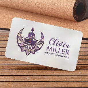 Yoga Lotus Moon -Deep Violet  Business Card
