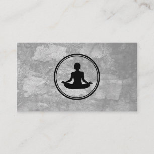Yoga Lotus Pose Grey Texture Business Card