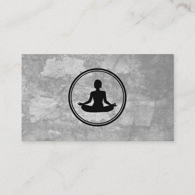 Yoga Lotus Pose Grey Texture Business Card (Front)