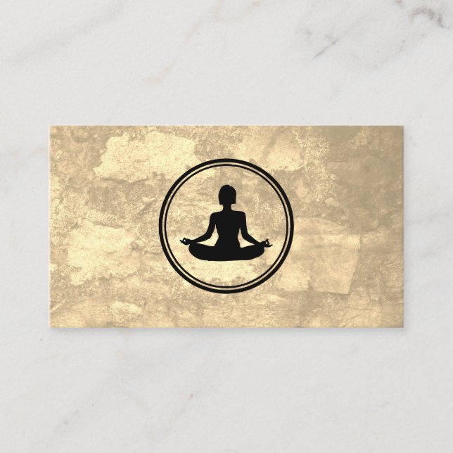 Yoga Lotus Pose Sepia Texture Business Card (Front)