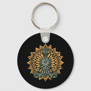 Yoga Lotus Pose Zen Graphic Key Ring