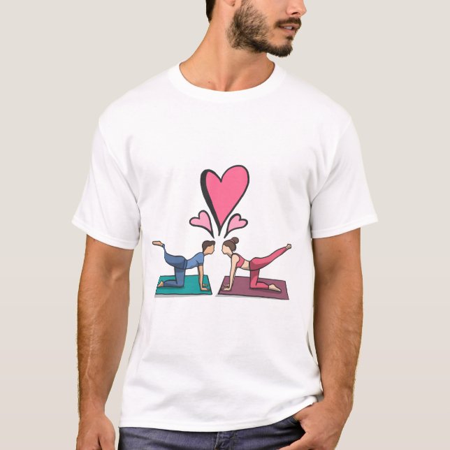"Yoga Love" "Partner Pose" "Heart to Heart" T-Shirt (Front)