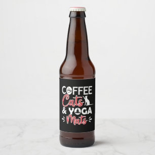 Yoga Lover Coffee Cat And Yoga Mats Beer Bottle Label