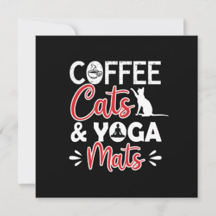 Yoga Lover Coffee Cat And Yoga Mats Holiday Card