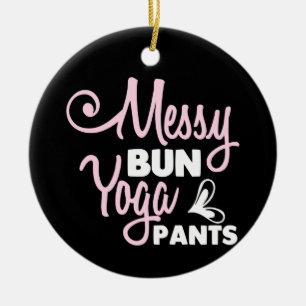 Yoga Lover Messy Bun Yoga Pants Ceramic Tree Decoration