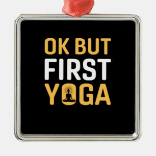 Yoga Lover Ok But First Yoga Metal Tree Decoration