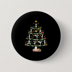 Yoga Lover Xmas Lighting Yoga Christmas Tree 6 Cm Round Badge