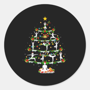 Yoga Lover Xmas Lighting Yoga Christmas Tree Classic Round Sticker