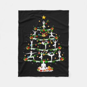 Yoga Lover Xmas Lighting Yoga Christmas Tree Fleece Blanket