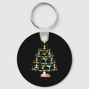 Yoga Lover Xmas Lighting Yoga Christmas Tree Key Ring