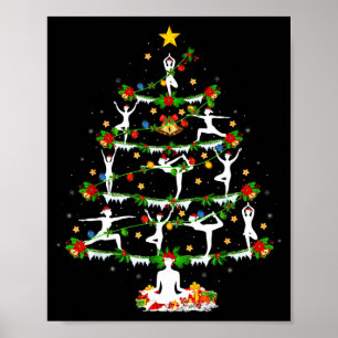 Yoga Lover Xmas Lighting Yoga Christmas Tree Poster