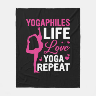 Yoga Lover Yoga Life Love Yoga Repeat Fleece Blanket