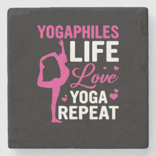 Yoga Lover Yoga Life Love Yoga Repeat Stone Coaster