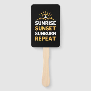 Yoga Lover   Yoga Sunrise Sunset Sunburn Repeat Hand Fan