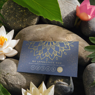 Yoga Loyalty 6 Punch Mandala Blue and Gold Glitter Card