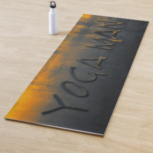 Yoga Man Yellow Blue Grey rustic Mat