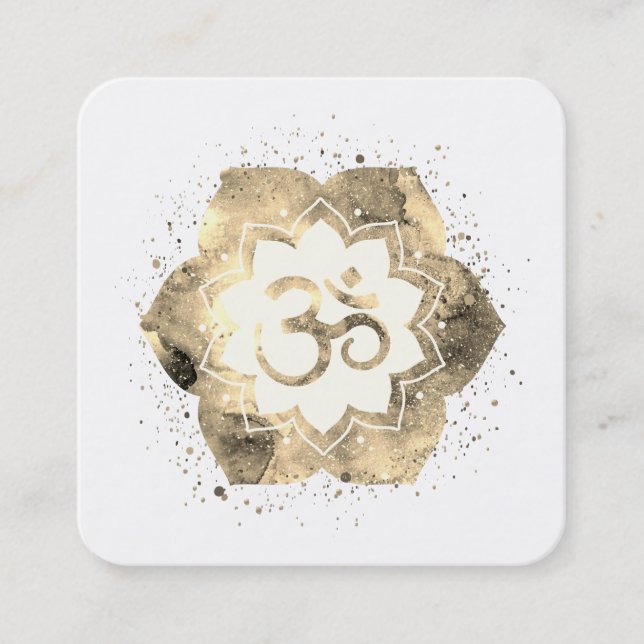 *~* Yoga Mandala Lotus Reiki Teacher Om Massage Square Business Card (Front)