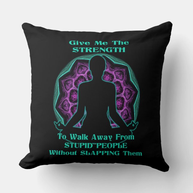 Yoga Mandala Stupid People Humour Cushion (Front)