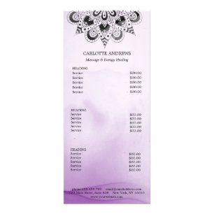 Yoga Mandala Sun Salon Price List Rack Card
