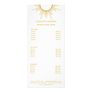 Yoga Mandala Sun Salon Price List Rack Card