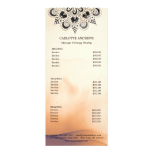 Yoga Mandala Sun Salon Price List Rack Card