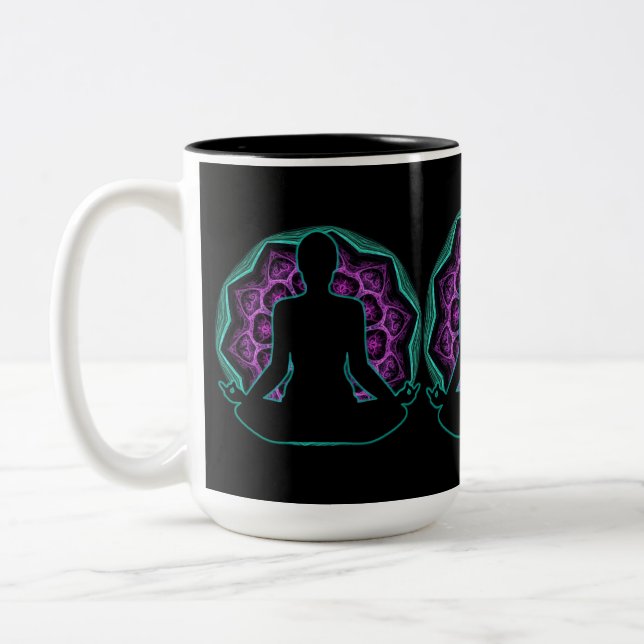 Yoga Mandala Two-Tone Coffee Mug (Left)