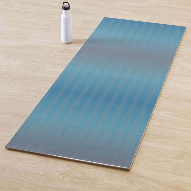 Yoga Mat Blue Purple Grey Stripes (In Situ)