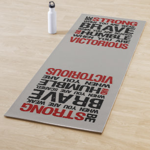 Yoga Mat Exercise Strong Brave Humble Quote