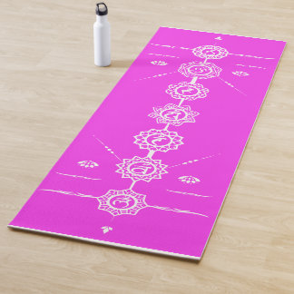 Yoga mat guide 7 chakras pink design