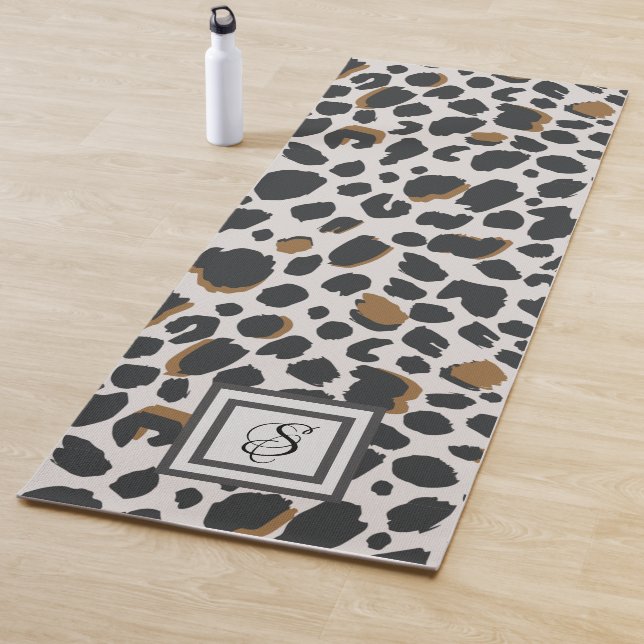 Yoga Mat - Leopard Print With Monogram (In Situ)