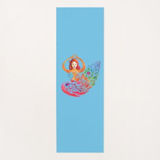Yoga Mat Meditation rainbow colors Woman Design