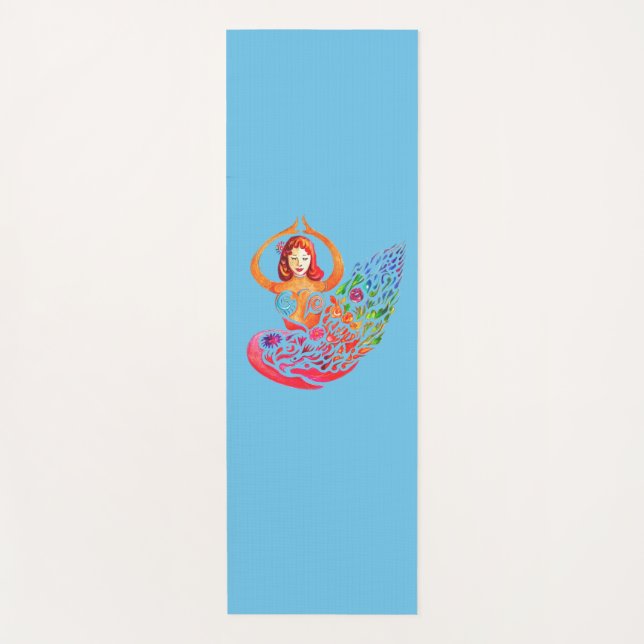 Yoga Mat Meditation rainbow colors Woman Design (Front)