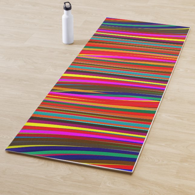 Yoga Mat Multi-Coloured Stripes (In Situ)