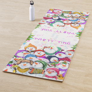Yoga Mat with Christmas Snowmans - Your Text