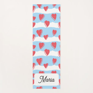 Yoga mat with heart pattern design