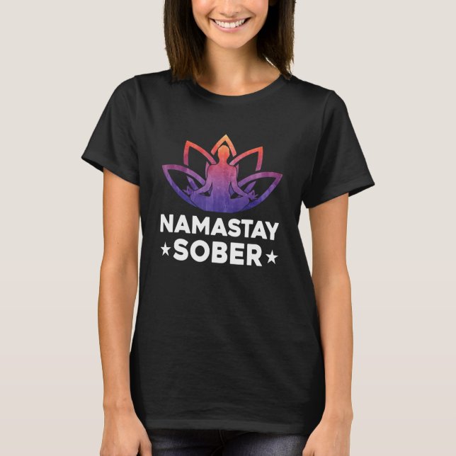 Yoga Meditate Exhale Inhale Tipsy Drinking Namasta T-Shirt (Front)