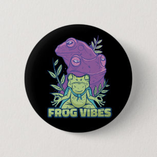 Yoga Meditating Frog  6 Cm Round Badge
