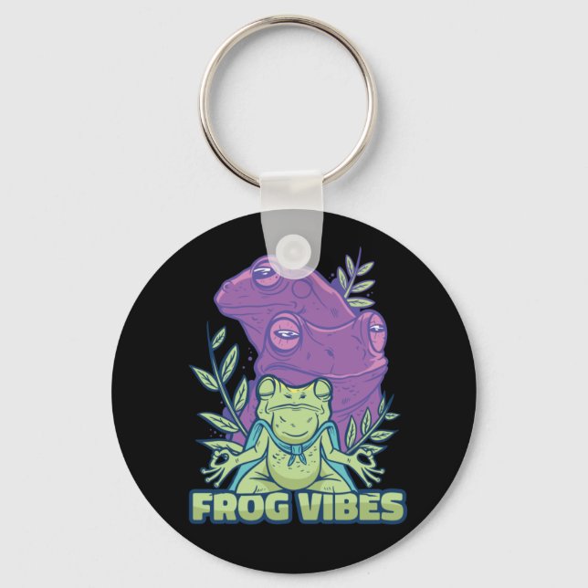 Yoga Meditating Frog  Key Ring (Front)