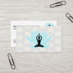 Yoga Meditation Blue Lotus Flower Pattern Business Card