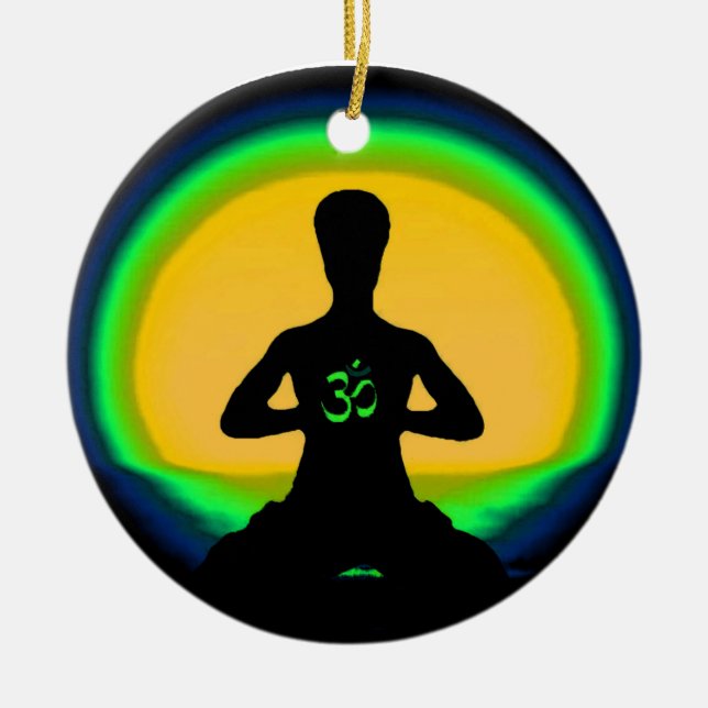 Yoga Meditation Ceramic Tree Decoration (Front)
