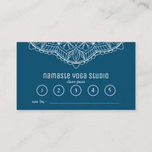Yoga Meditation Class Pass Teal Handrawn Mandala Loyalty Card