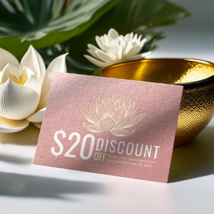 YOGA Meditation Discount Coupon Loyalty Gold Lotus